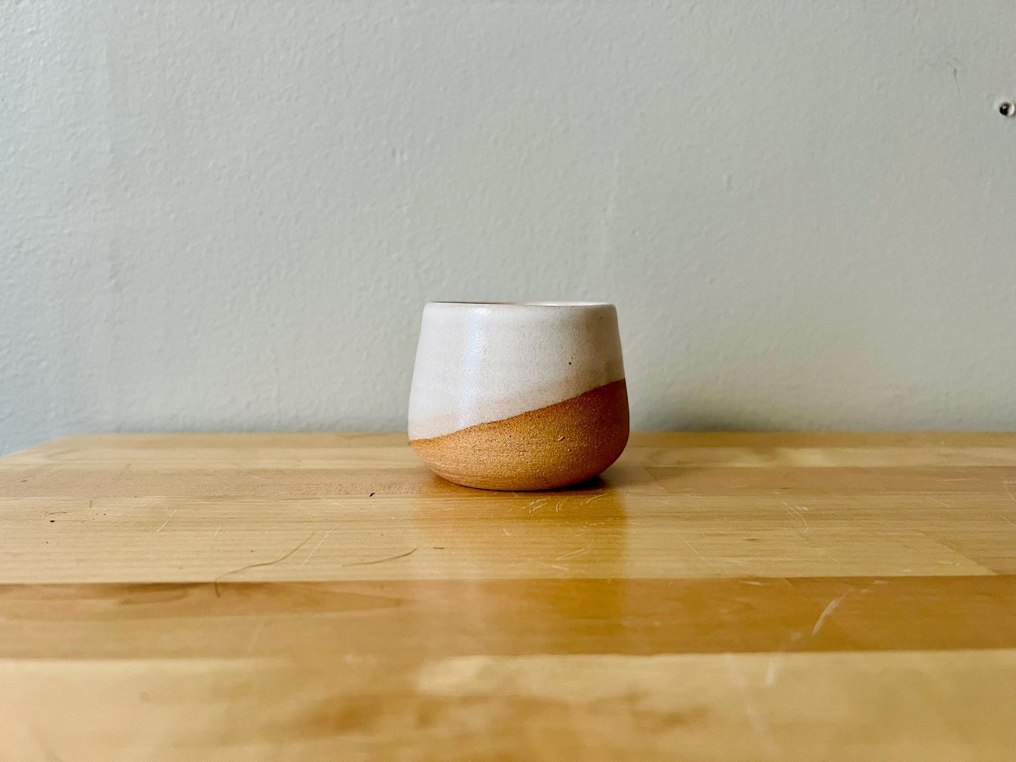 Handmade Criss-Cross Espresso Cup – Small Ceramic Coffee Mug or Tumbler – Modern White Kitchenware Gift