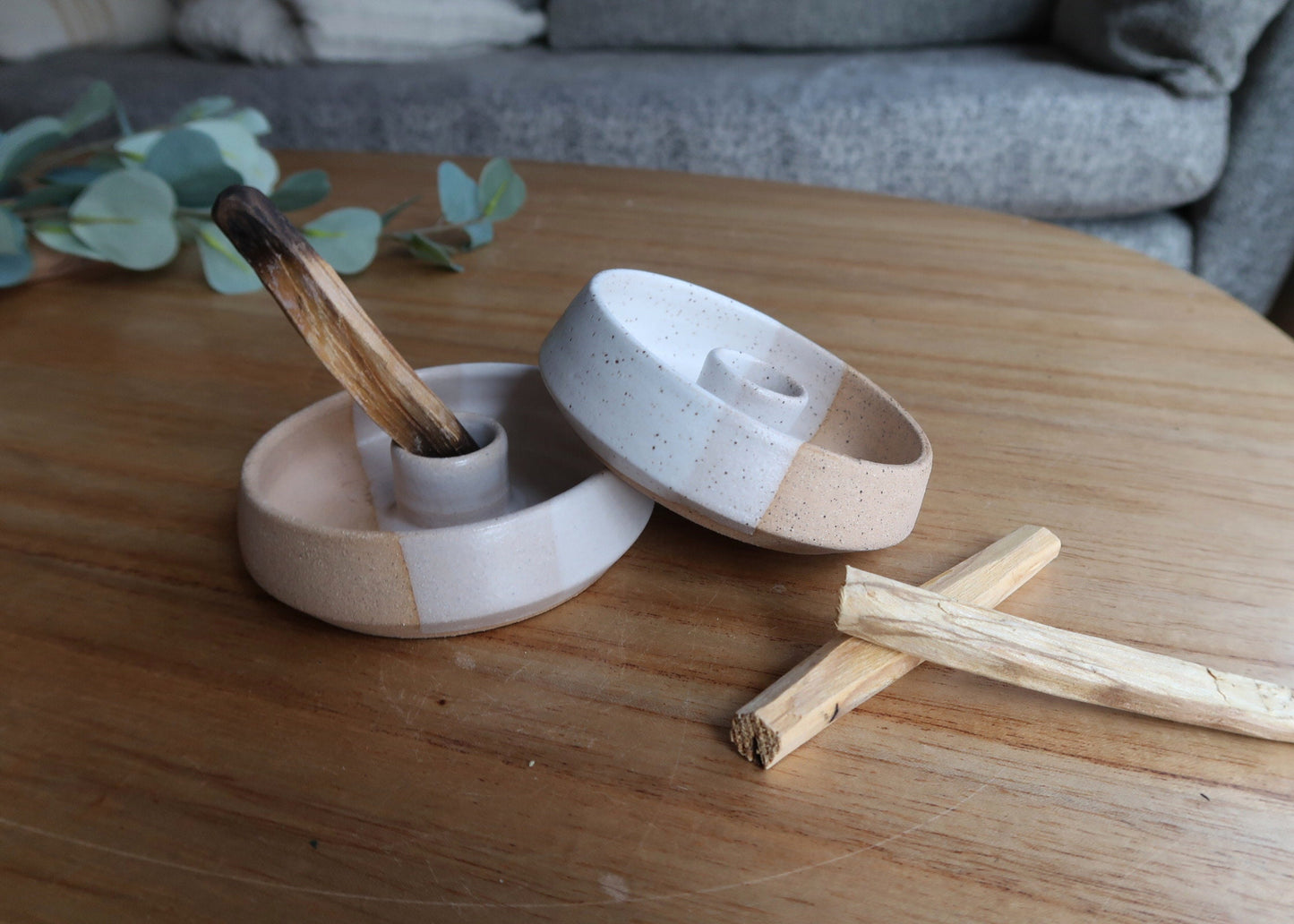 Ceramic Angled Incense Burner Tray – Handmade Holder for Palo Santo, Sage, Essential Oils, Boho Gift, Spiritual Home Decor