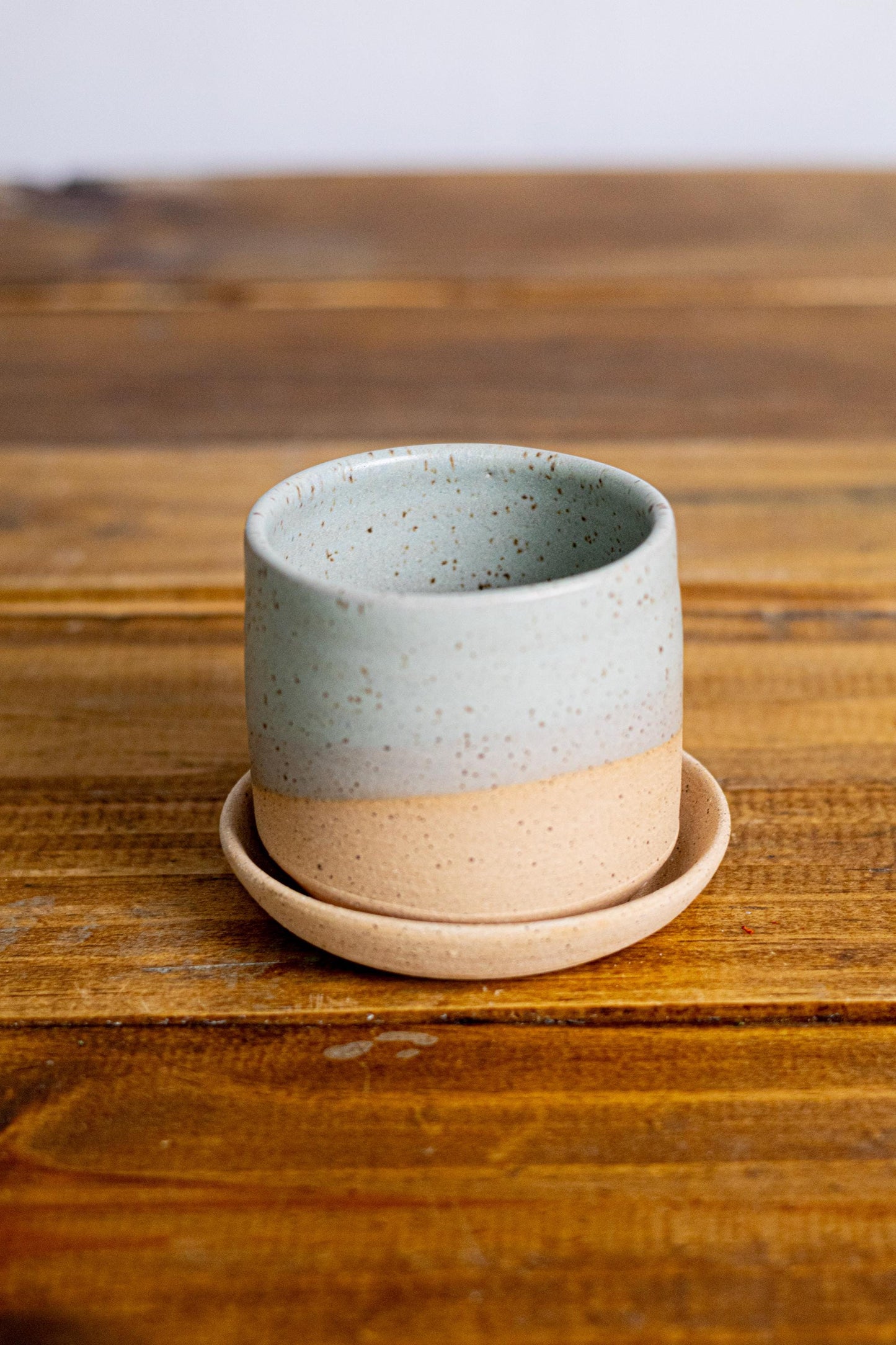 Handmade Ceramic Succulent Pot with Saucer - 3 inch - Speckled or Smooth