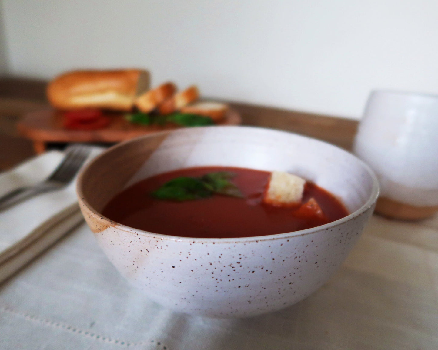 Angled Ceramic Bowls - White & Natural Stoneware - Modern Handmade Kitchenware - Multiple Sizes, Styles