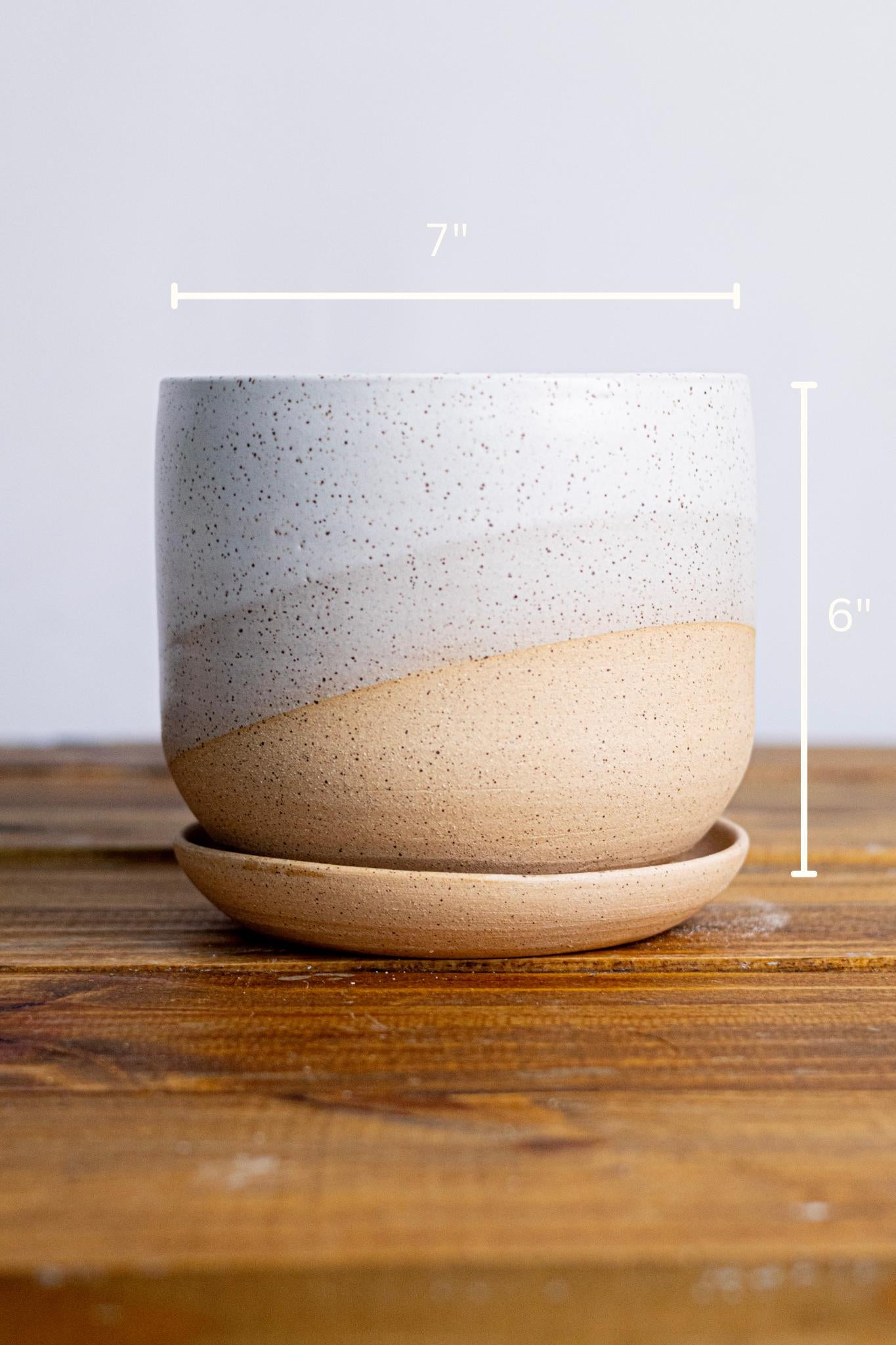 Round Bottom Planter and Saucer - Handmade Ceramic planter- size options