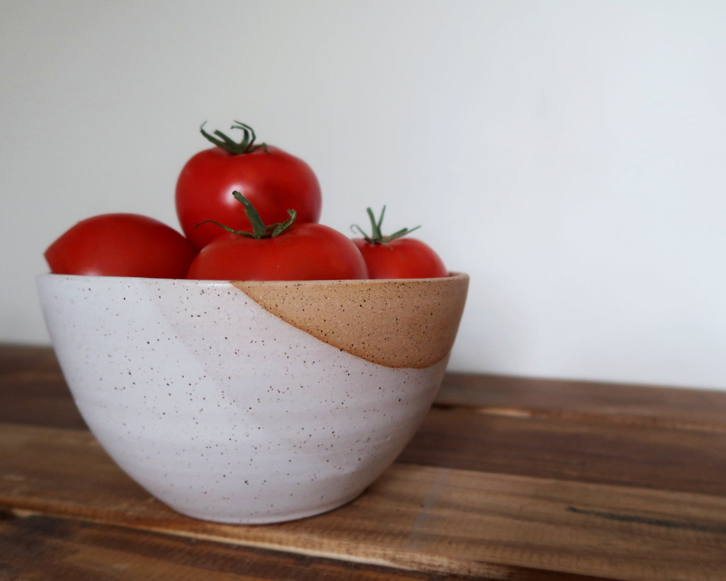 Angled Ceramic Bowls - White & Natural Stoneware - Modern Handmade Kitchenware - Multiple Sizes, Styles