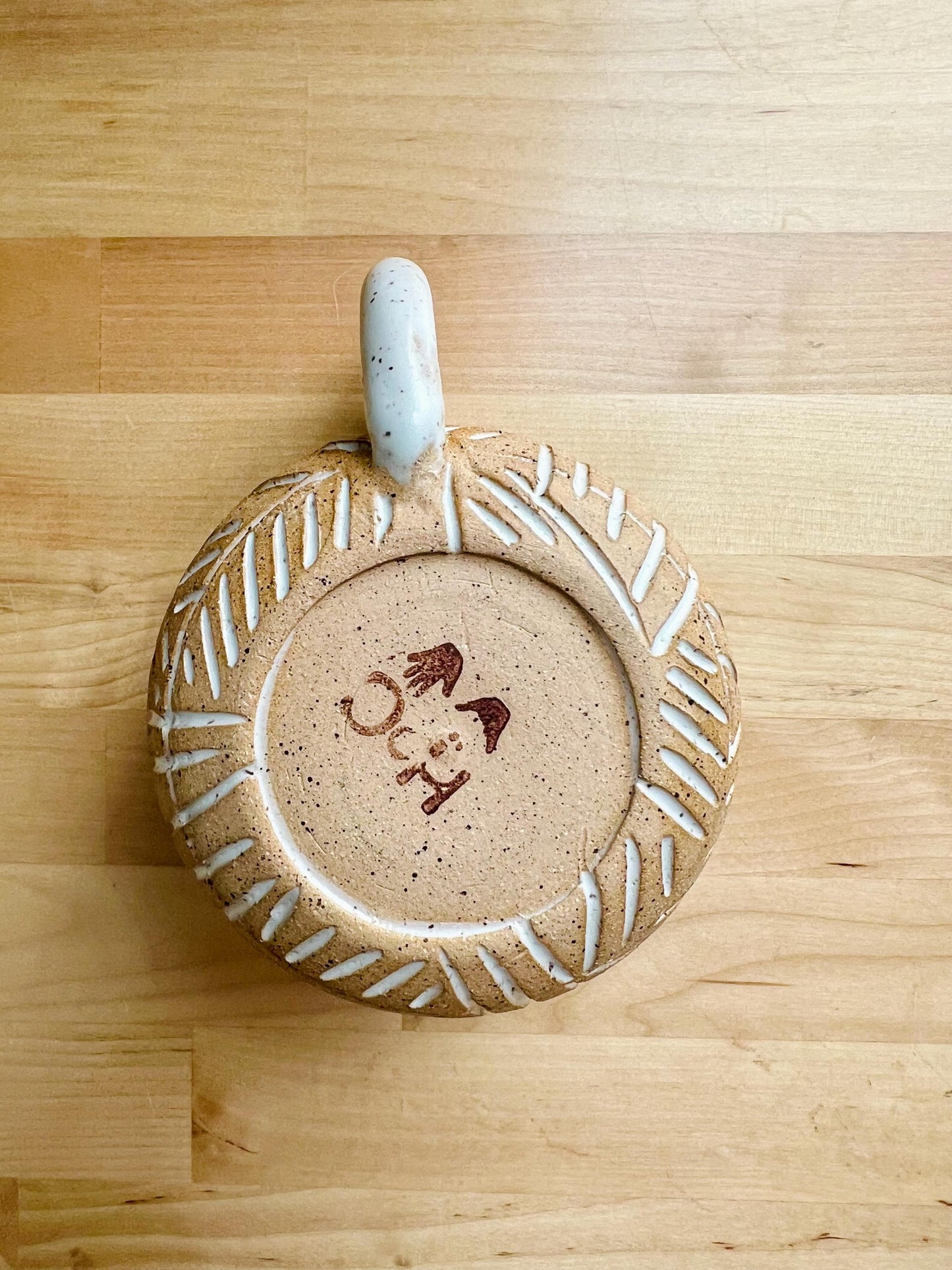 Hand-Carved Ceramic Mug – Large Cappuccino Coffee Cup – Handmade Pottery Kitchenware – Unique Gift