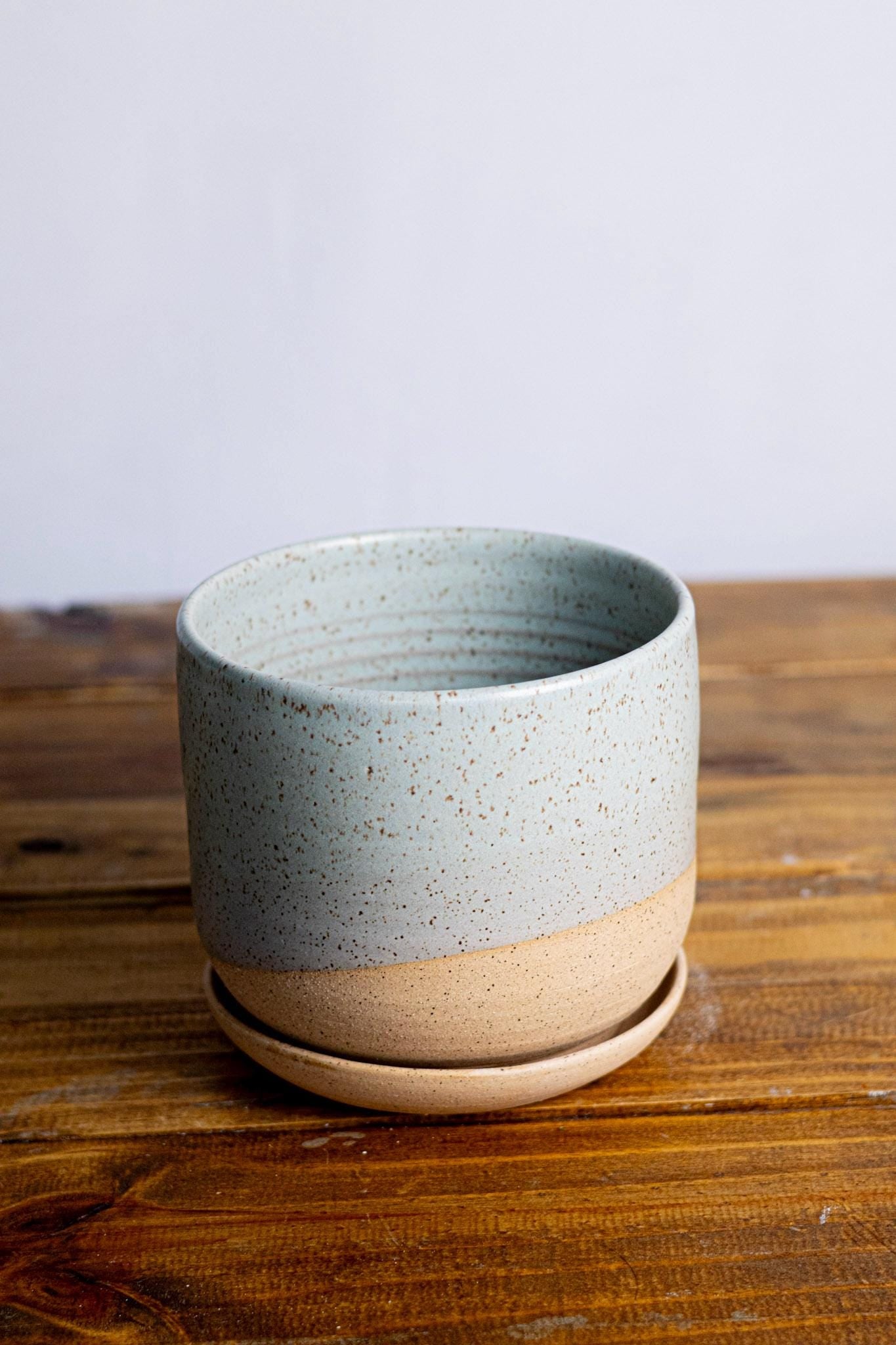 Round Bottom Planter and Saucer - Handmade Ceramic planter- size options
