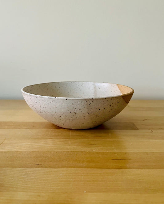 Angled Ceramic Bowls - White & Natural Stoneware - Modern Handmade Kitchenware - Multiple Sizes, Styles