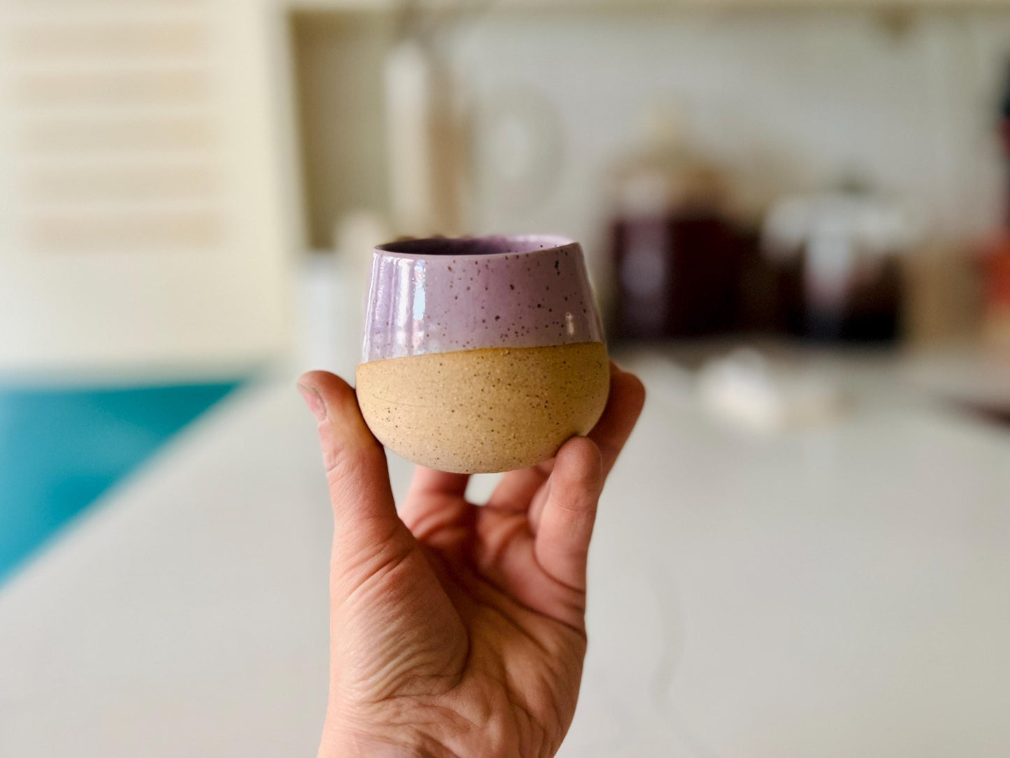 Handmade Espresso Cup – Small Ceramic Coffee Tumbler – Modern White Kitchenware Gift