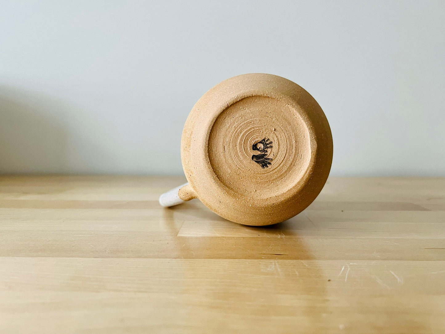 Tall Round-Bottom Mug - White and Beige - Handmade Ceramic Coffee Mug