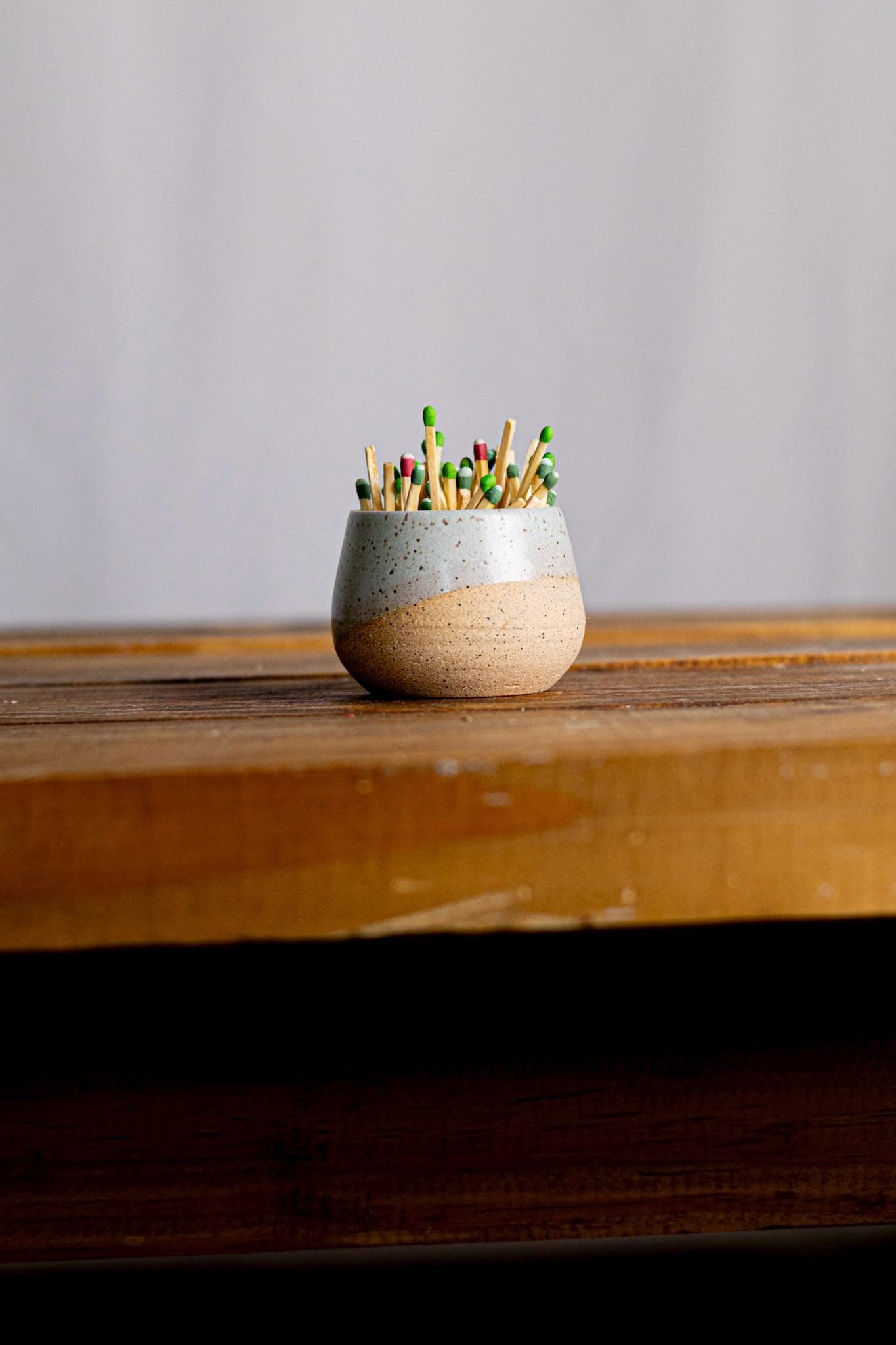 Matchstick Holder - Handmade Ceramic - Strike-On-Side Design - Multiple Color Options
