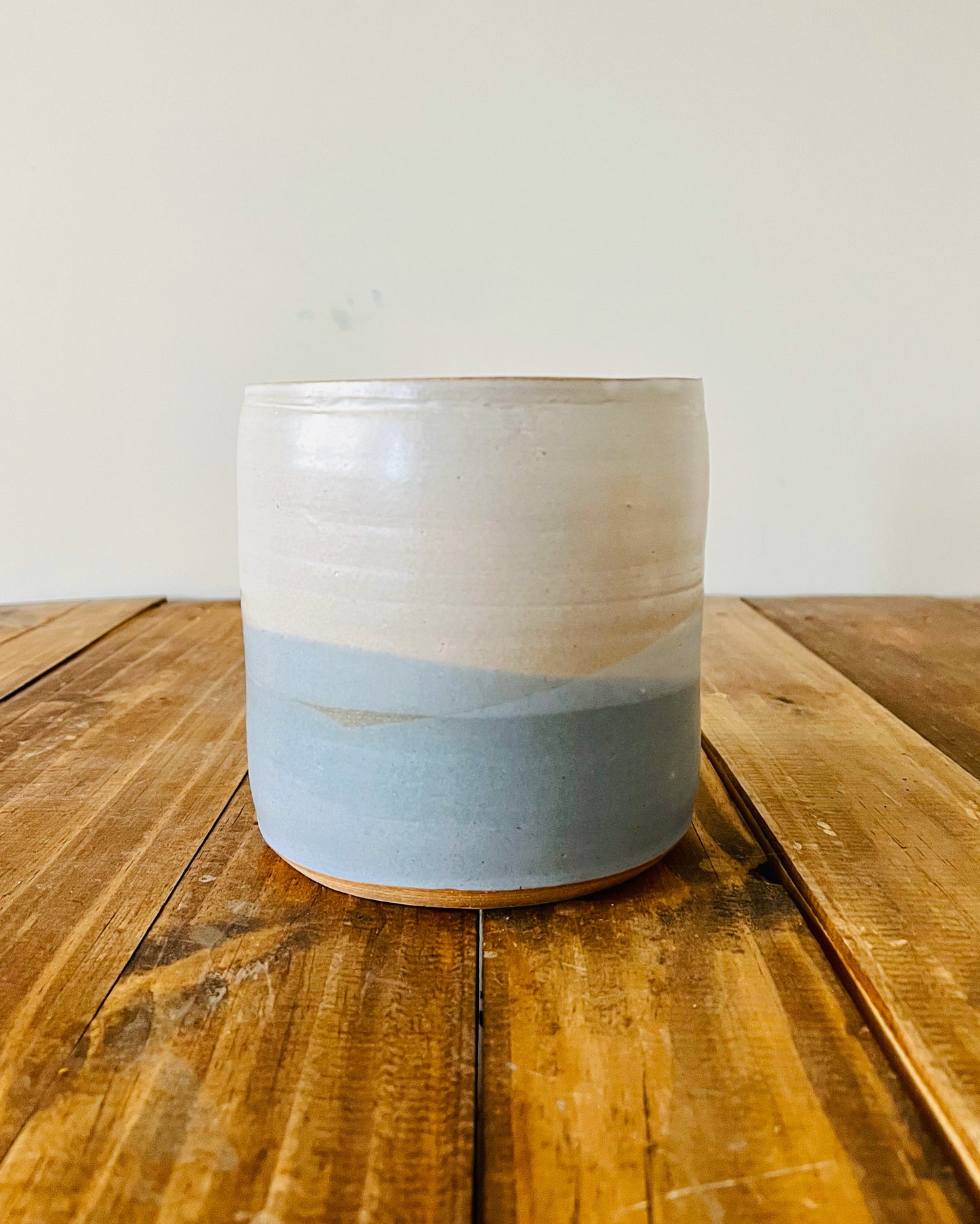 Handmade Criss-Cross Utensil Holder – Ceramic Crock in Warm White or Ocean Blue Glaze – Color & Size Options