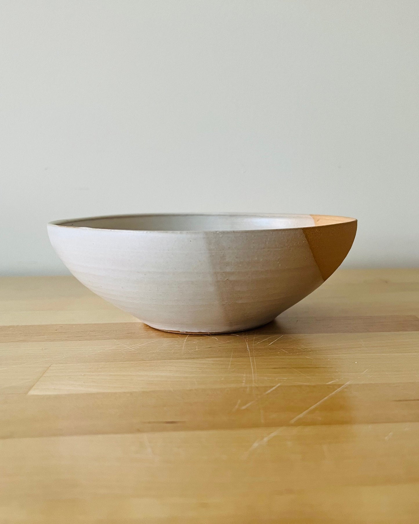 Angled Ceramic Bowls - White & Natural Stoneware - Modern Handmade Kitchenware - Multiple Sizes, Styles