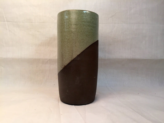 Ceramics - Modern flower vase - green and black.