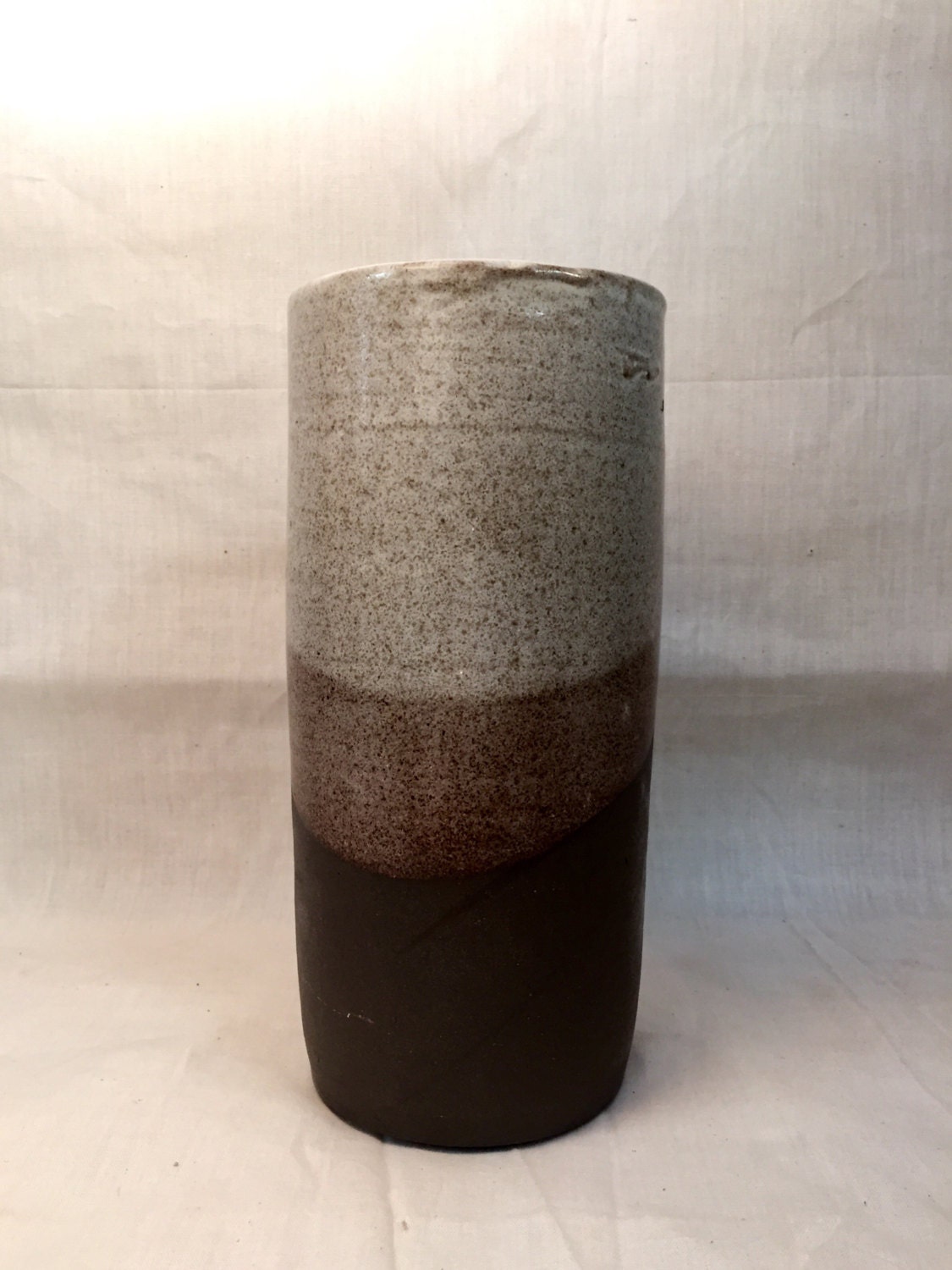 Ceramics- flower vase - modern design- speckled white