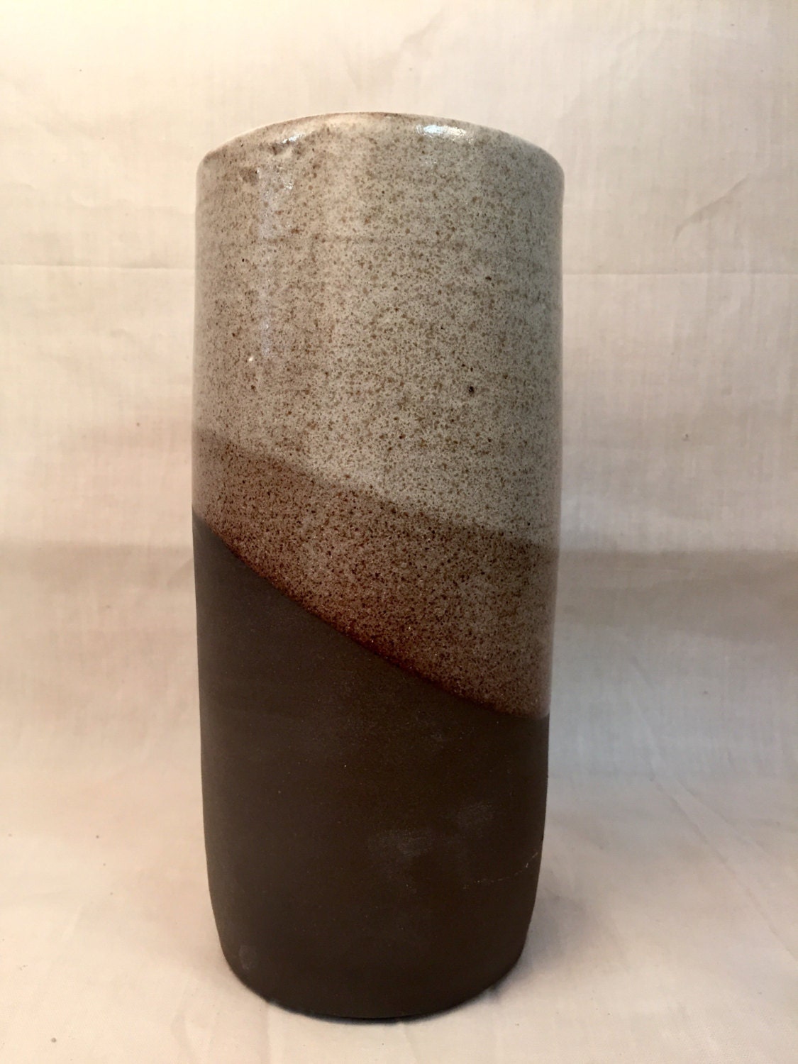 Ceramics- flower vase - modern design- speckled white