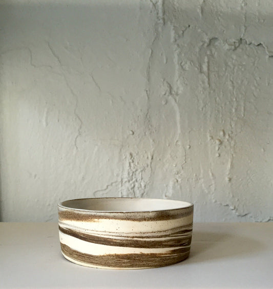 Marbeled clay- Ceramic dish- multipurpose bowl - black and white