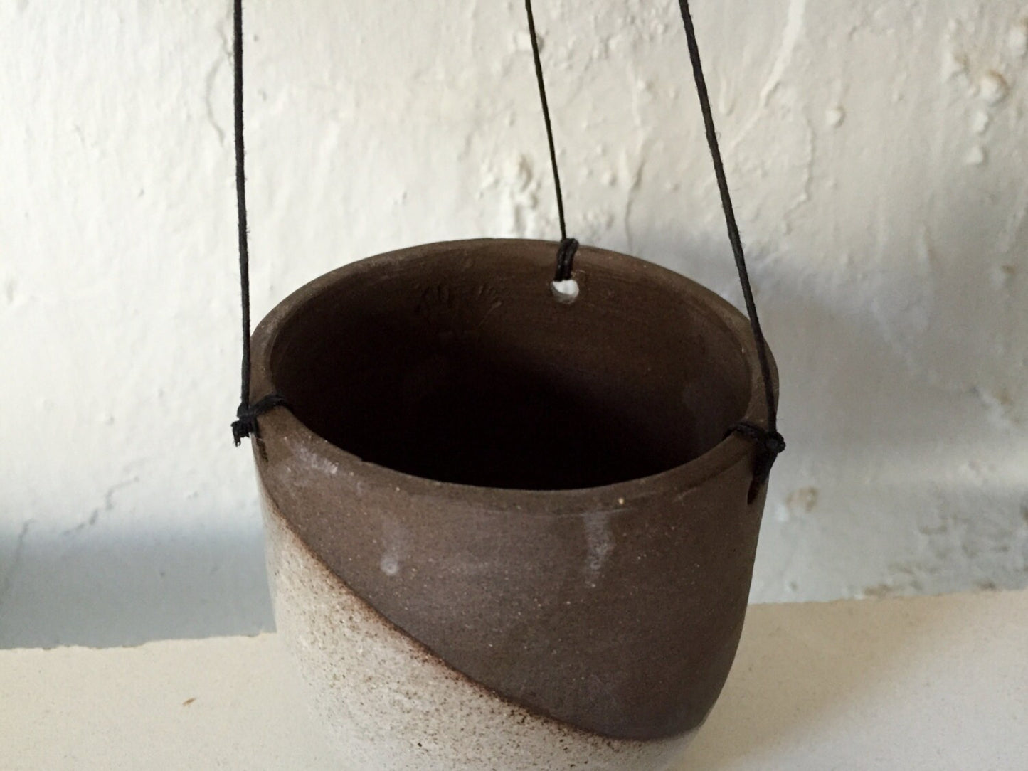Ceramics -  white - hanging jar - flower holder - candle holder - herb planter
