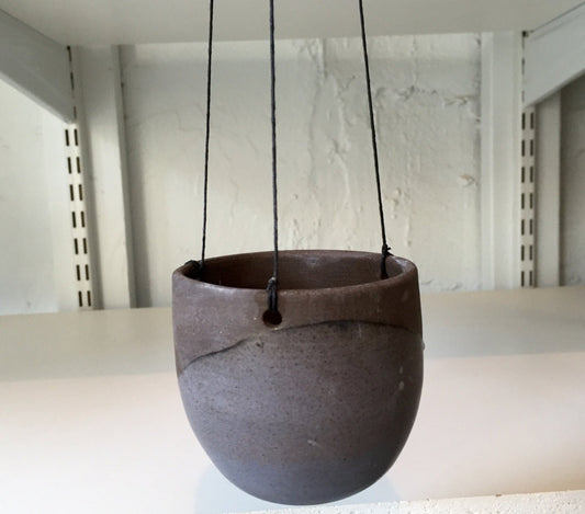 Ceramics- purple gray - hanging jar -flower pot- candle holder - herb planter