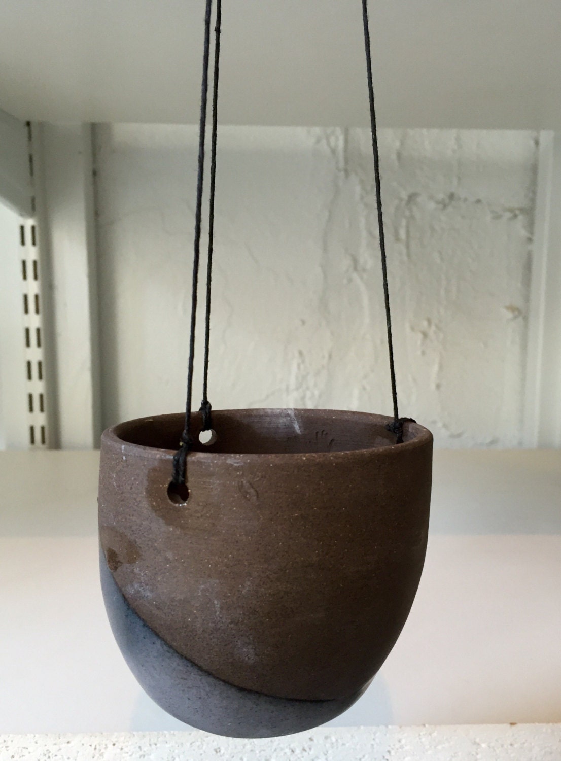 Ceramics- purple gray - hanging jar -flower pot- candle holder - herb planter