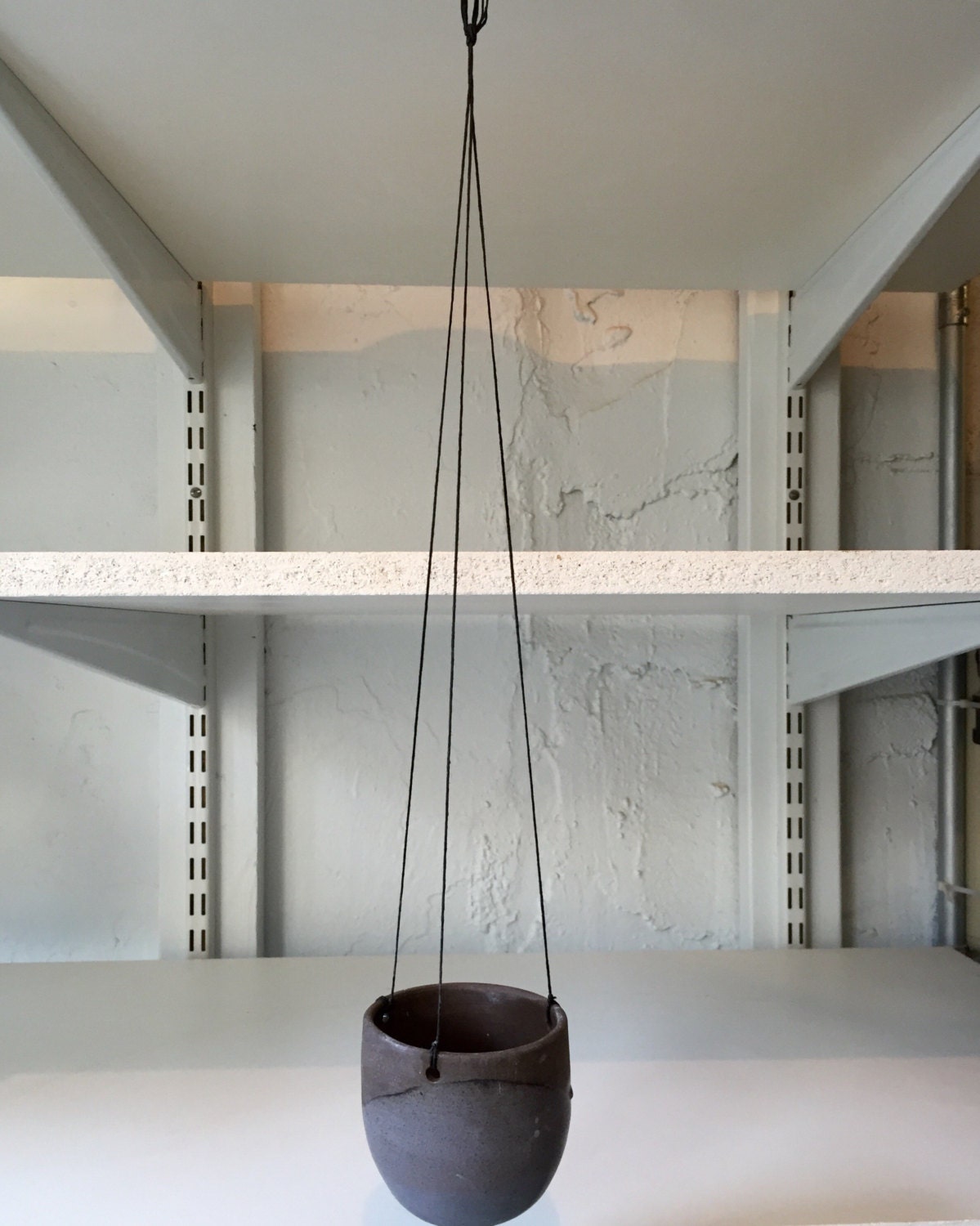 Ceramics- purple gray - hanging jar -flower pot- candle holder - herb planter