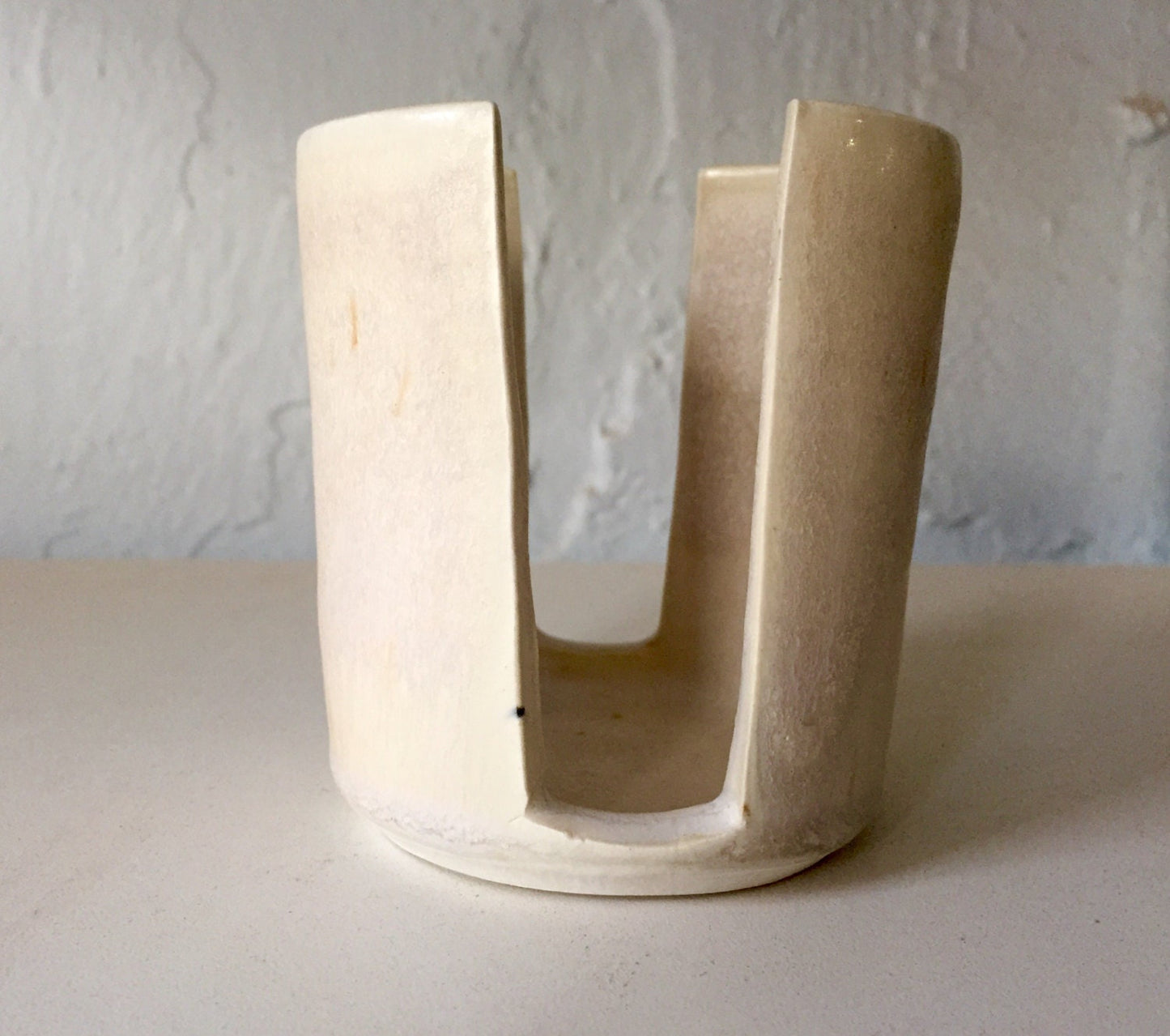 Handmade ceramic sponge holder for kitchen in modern white and pearl.