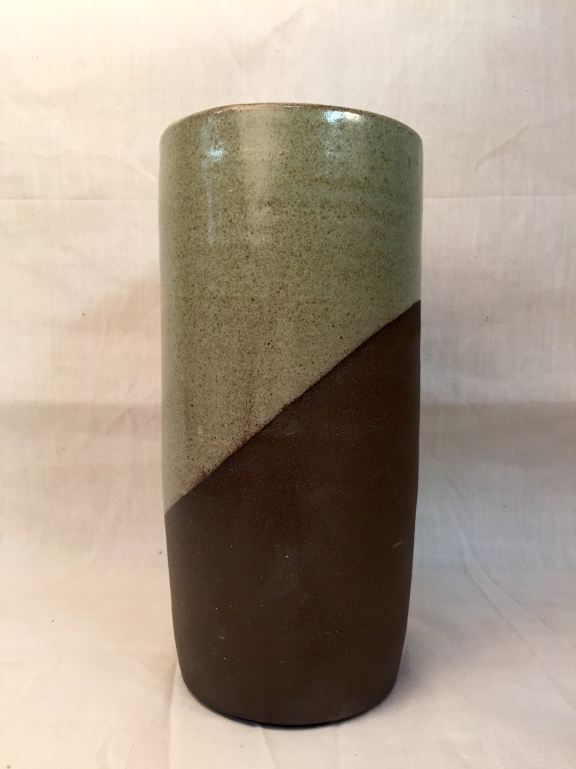 Ceramics - Modern flower vase - green and black.