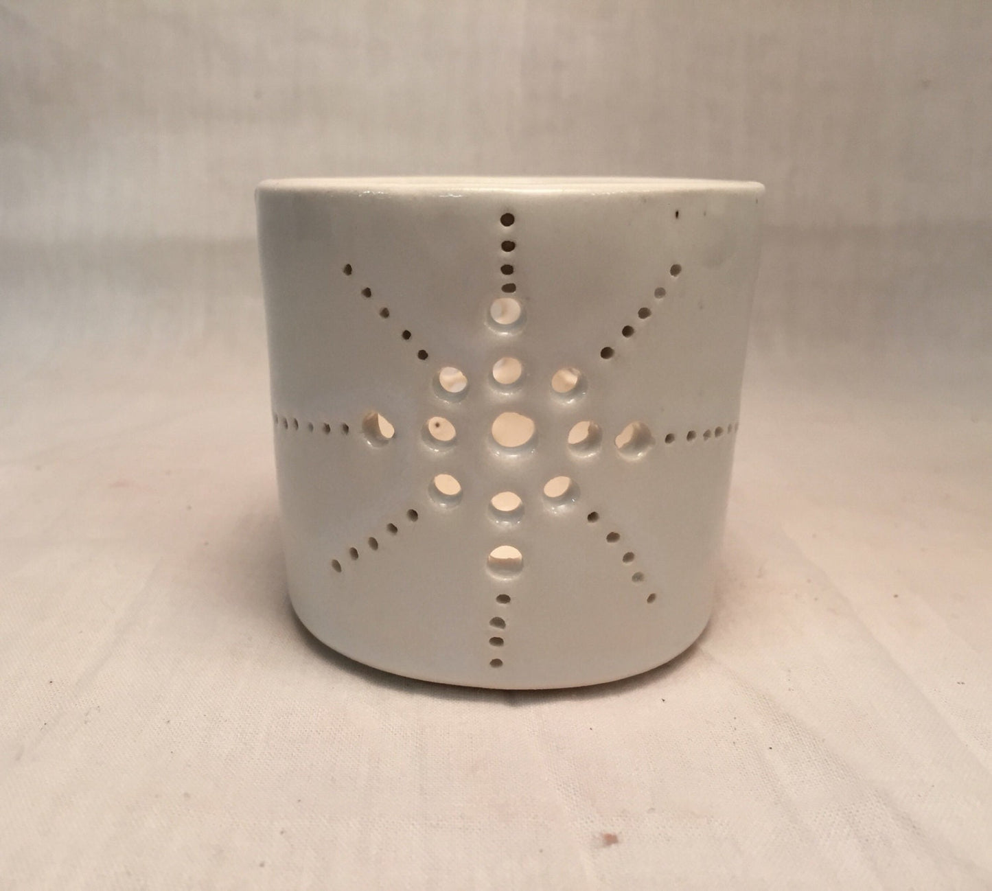 Handemade ceramic - candle/tealight holder - hand cut designs-  SET OF THREE