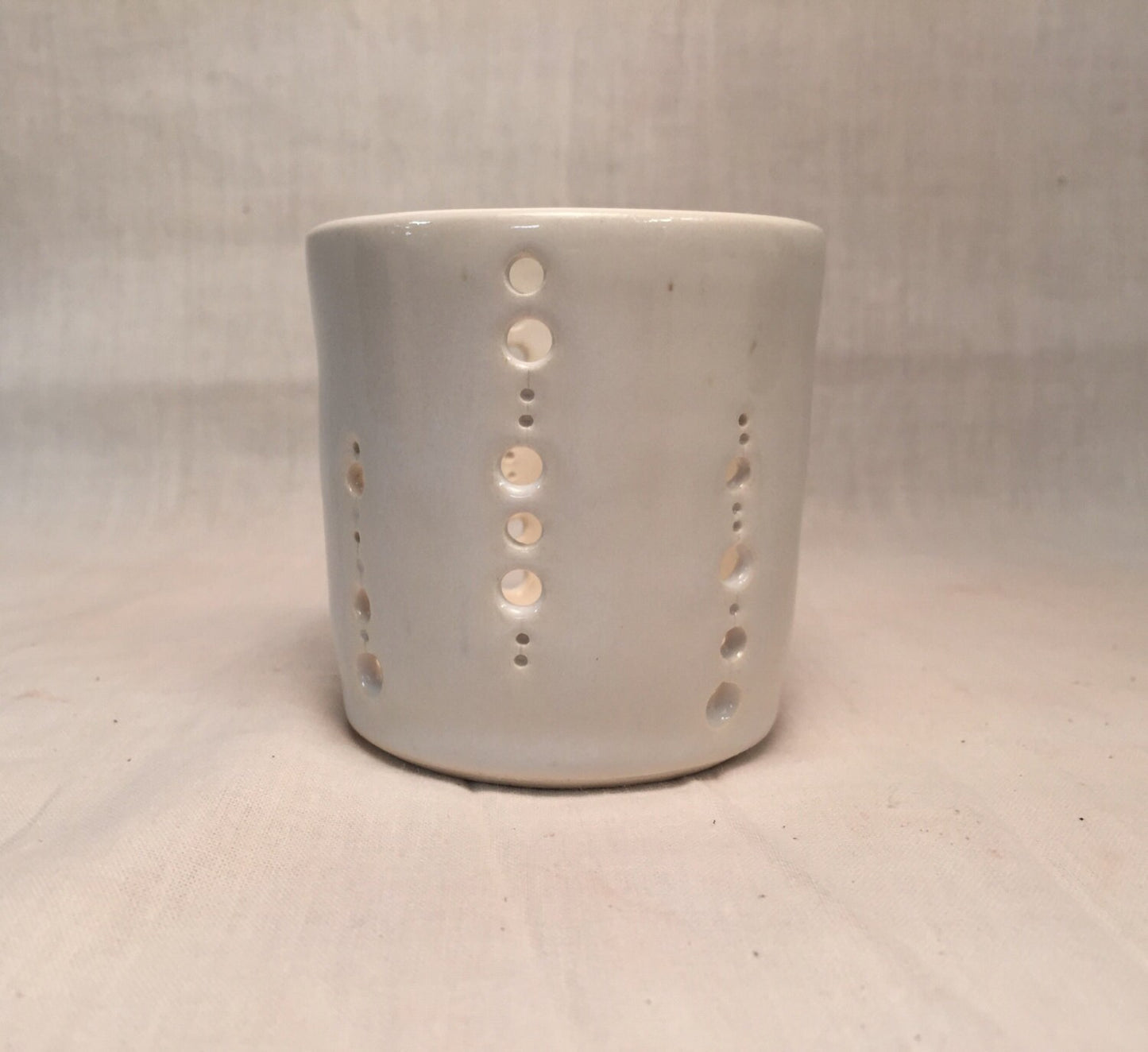 Handemade ceramic - candle/tealight holder - hand cut designs-  SET OF THREE