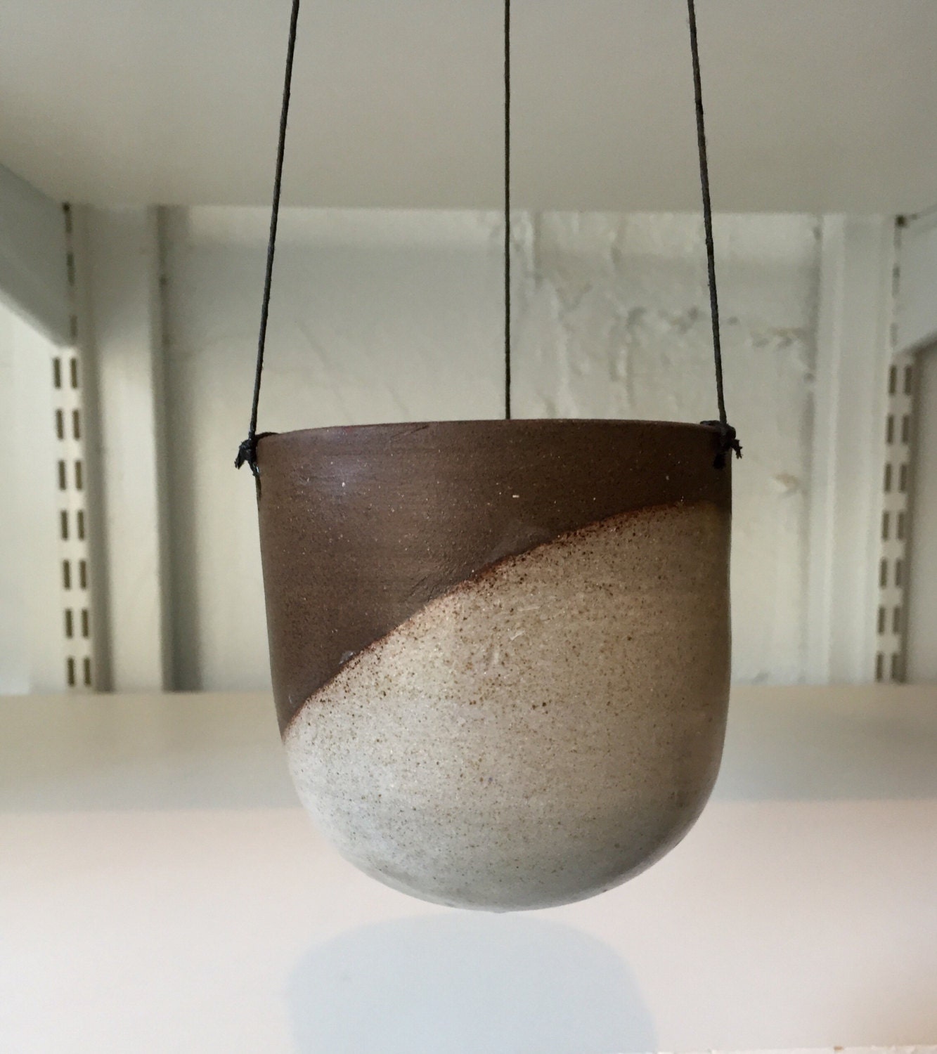 Ceramics -  white - hanging jar - flower holder - candle holder - herb planter