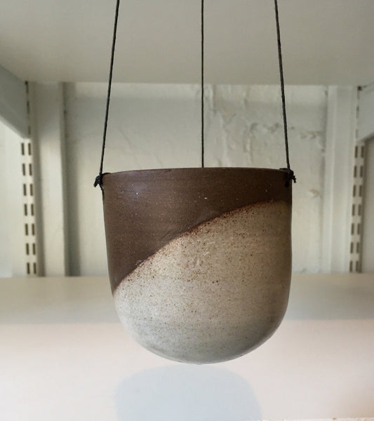 Ceramics -  white - hanging jar - flower holder - candle holder - herb planter