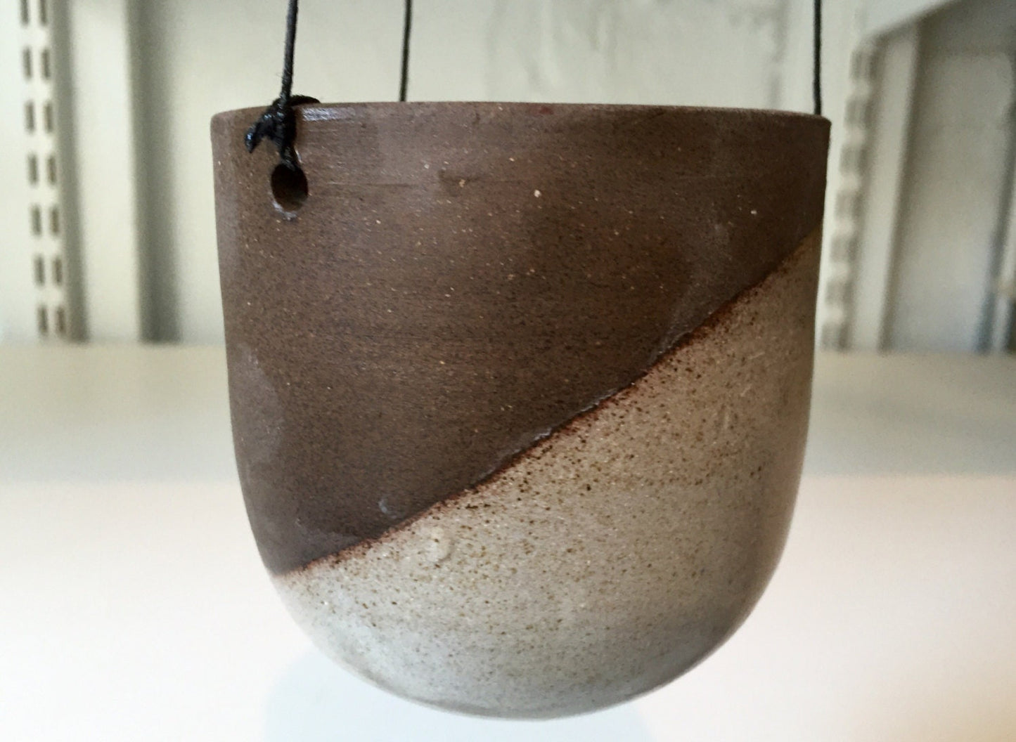 Ceramics -  white - hanging jar - flower holder - candle holder - herb planter