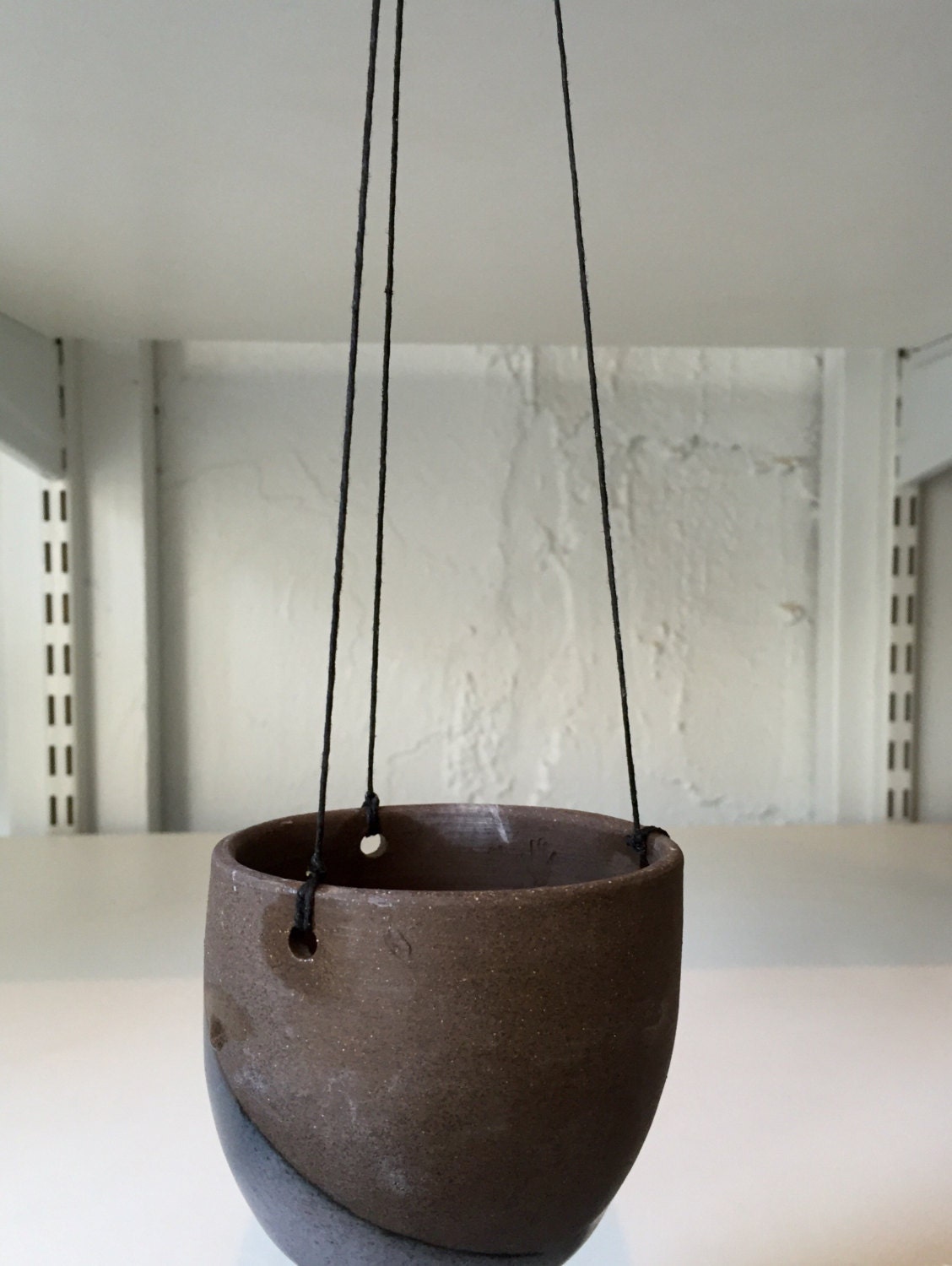 Ceramics- purple gray - hanging jar -flower pot- candle holder - herb planter