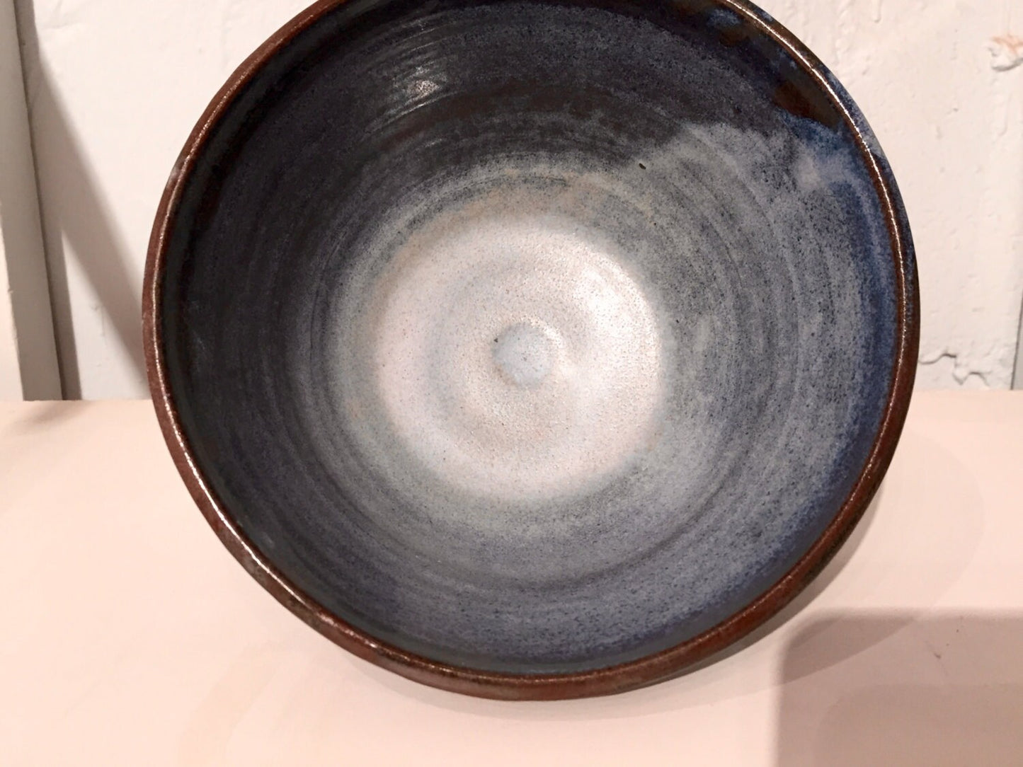 ceramic black clay bowl -  blue and brown - half price!