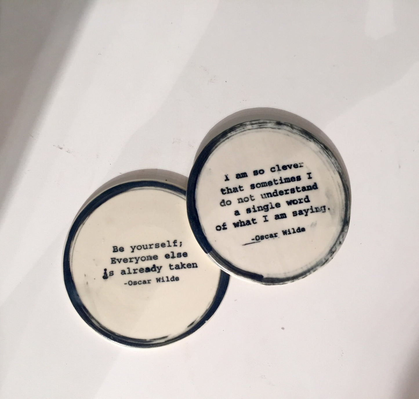 Coasters - ceramics - Oscar Wilde quotes - set of two - half price!