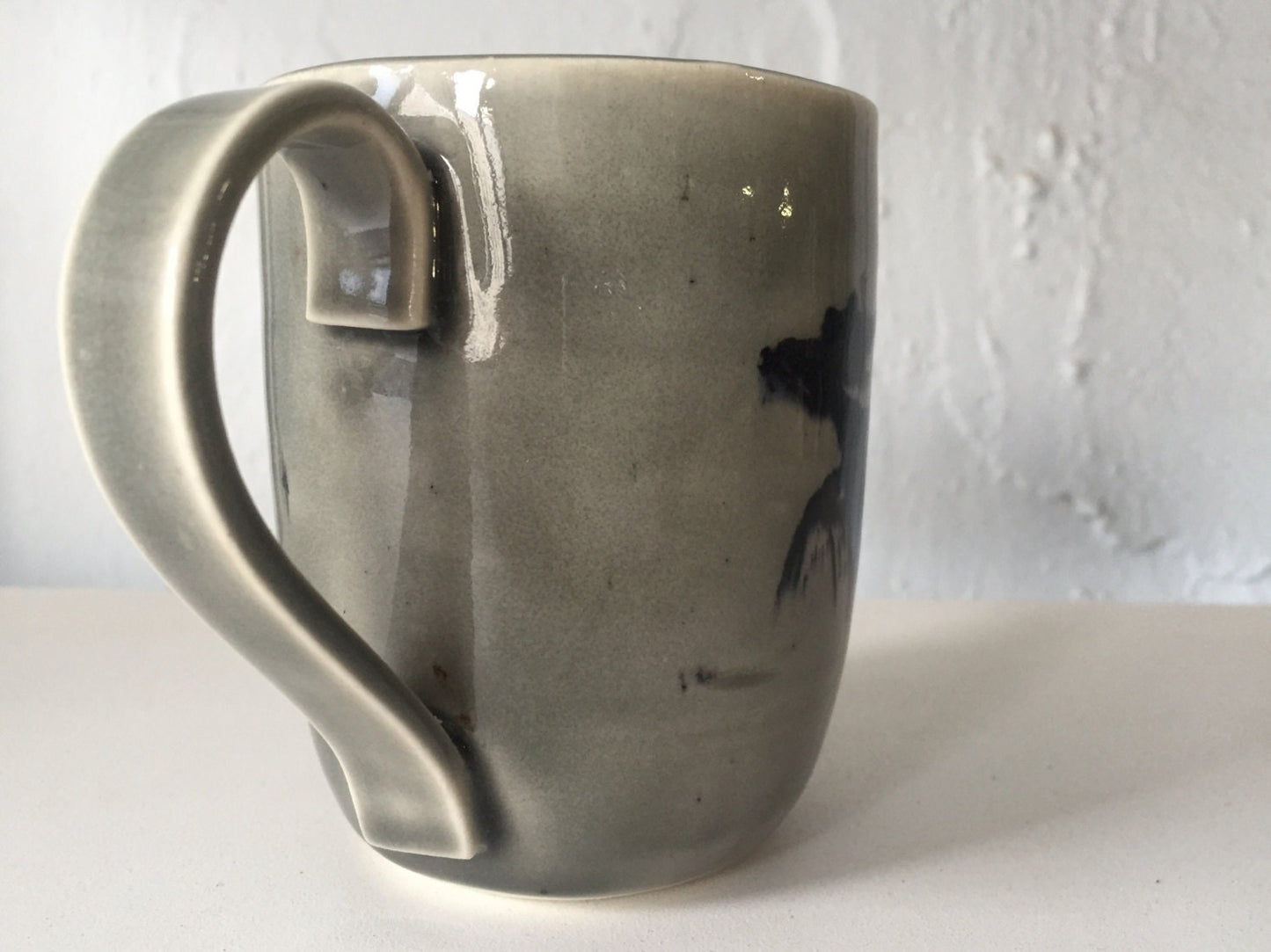 Handmade ceramic mug - yoda themed - starwars - grey and black