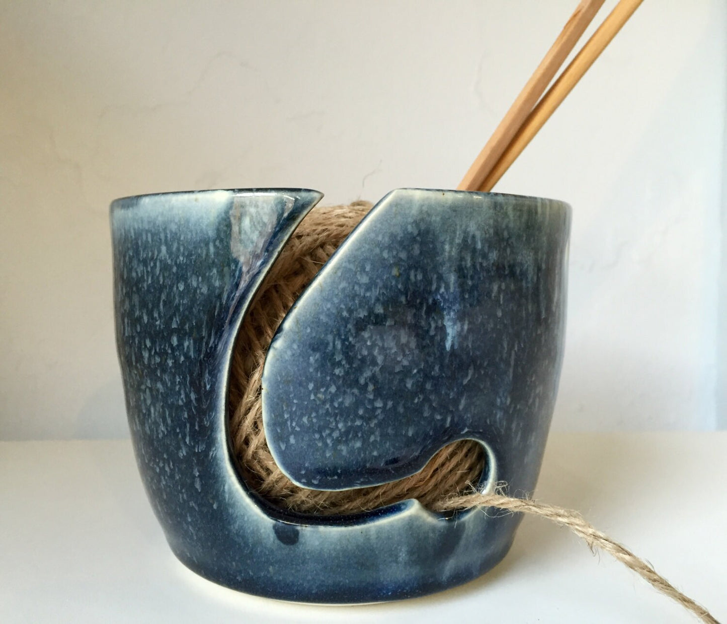 yarnbowl - ceramics - knitting bowl- blue indigo