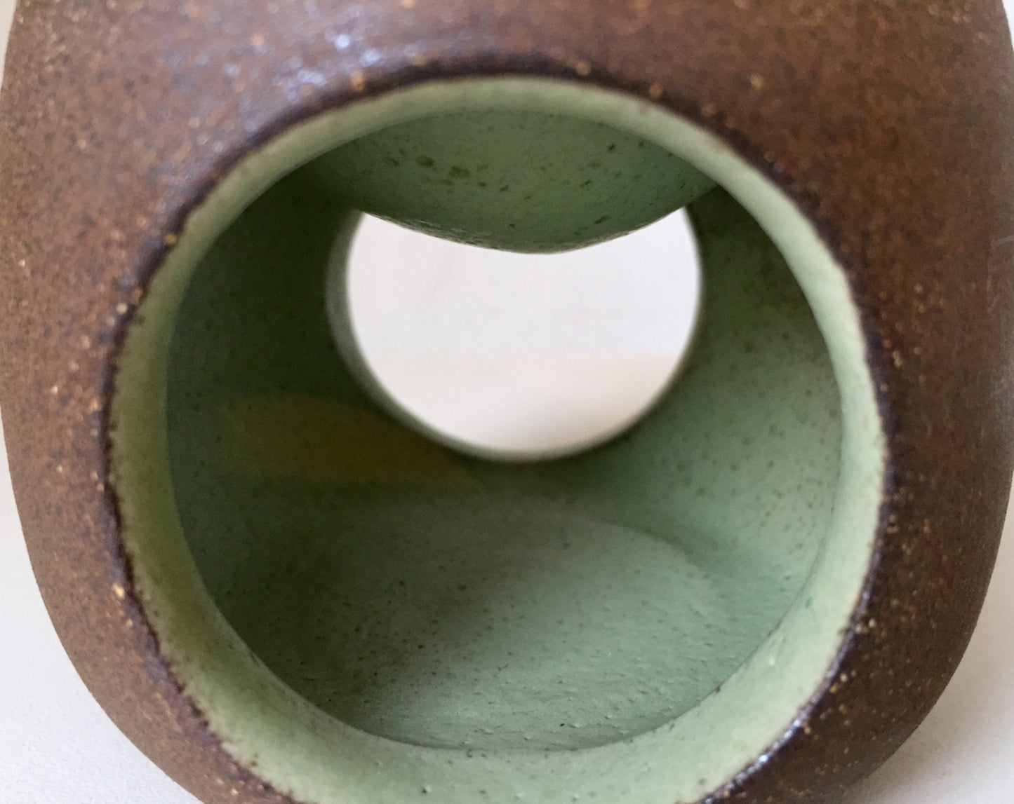 ceramic oil burner/wax melter - black clay-green
