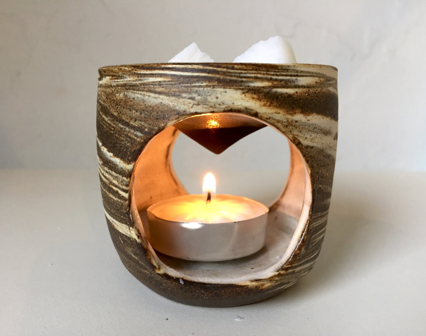 ceramic oil burner/wax melter - marbled clay- half price!