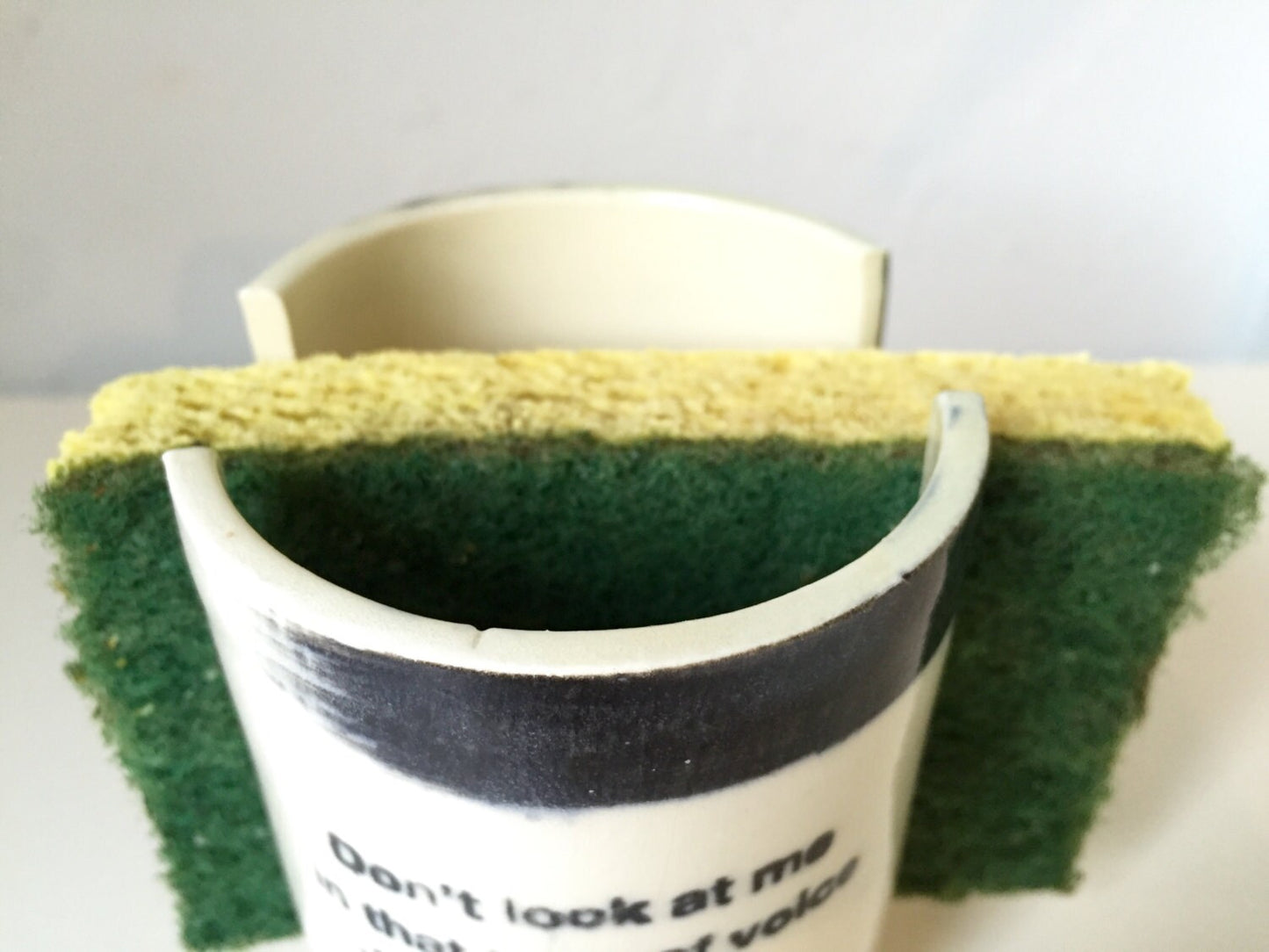 Handmade ceramic sponge holder- kitchen- Dorothy Parker quote