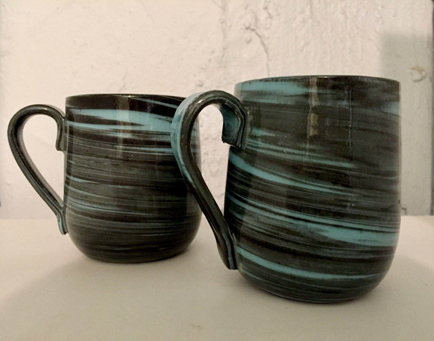marble  - ceramic coffee mug- blue and gray