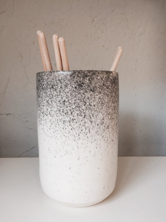 Modern ceramics- multipurpose jar-vase-kitchen utensil holder- white and black