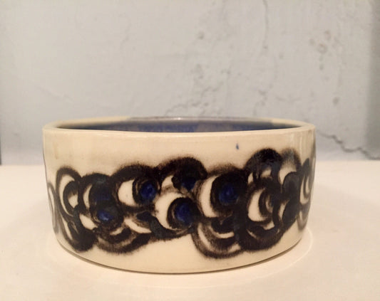 Ceramic bowl - multipurpose dish- abstract design - blue and white - half price!