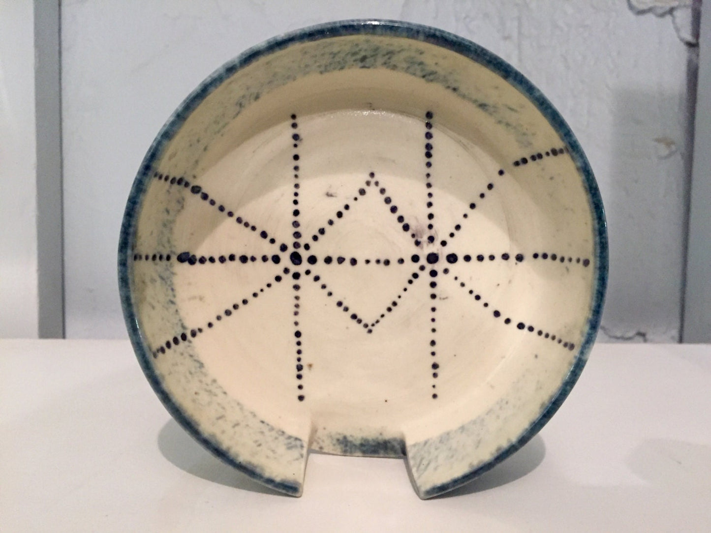 kitchen - ceramic spoonrest - white and blue - half price!