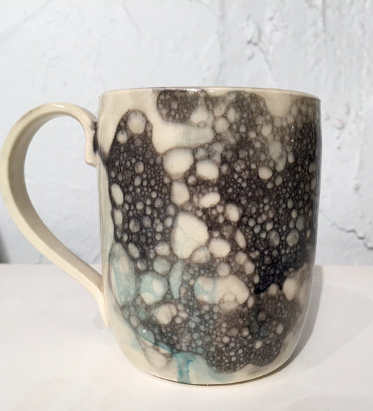 ceramic mug - white with bubble design - coffee cups - half price!