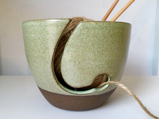 yarnbowl - ceramics - knitting bowl- green