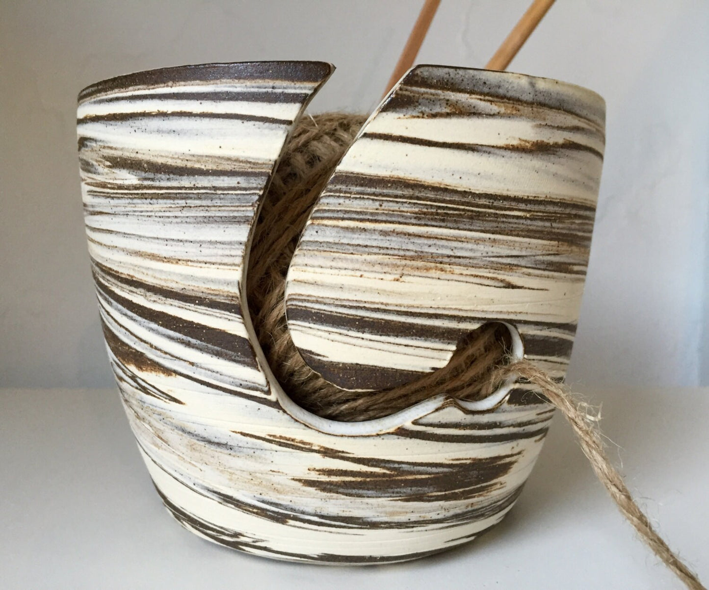 yarnbowl - ceramics - knitting bowl- marbled clay