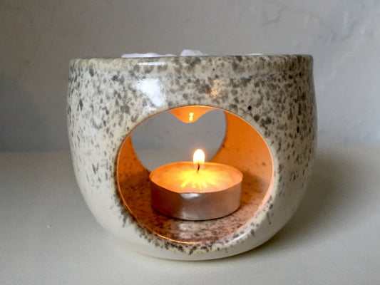 ceramic oil burner/wax melter - White- modern black