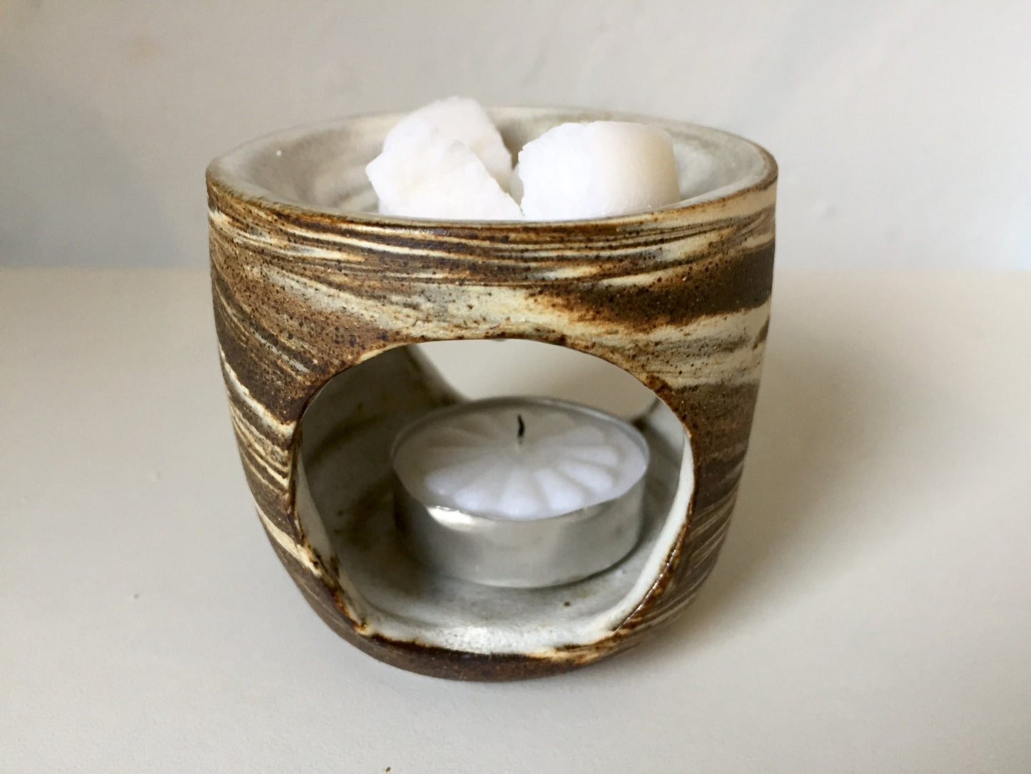 ceramic oil burner/wax melter - marbled clay- half price!