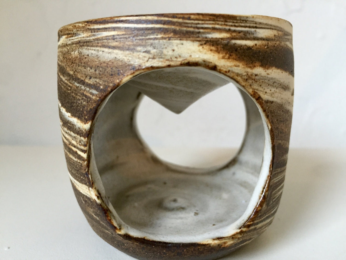 ceramic oil burner/wax melter - marbled clay- half price!