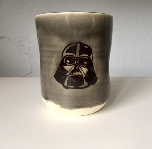 Handmade cup- ceramics - darth vader mug - starwars - gray and black