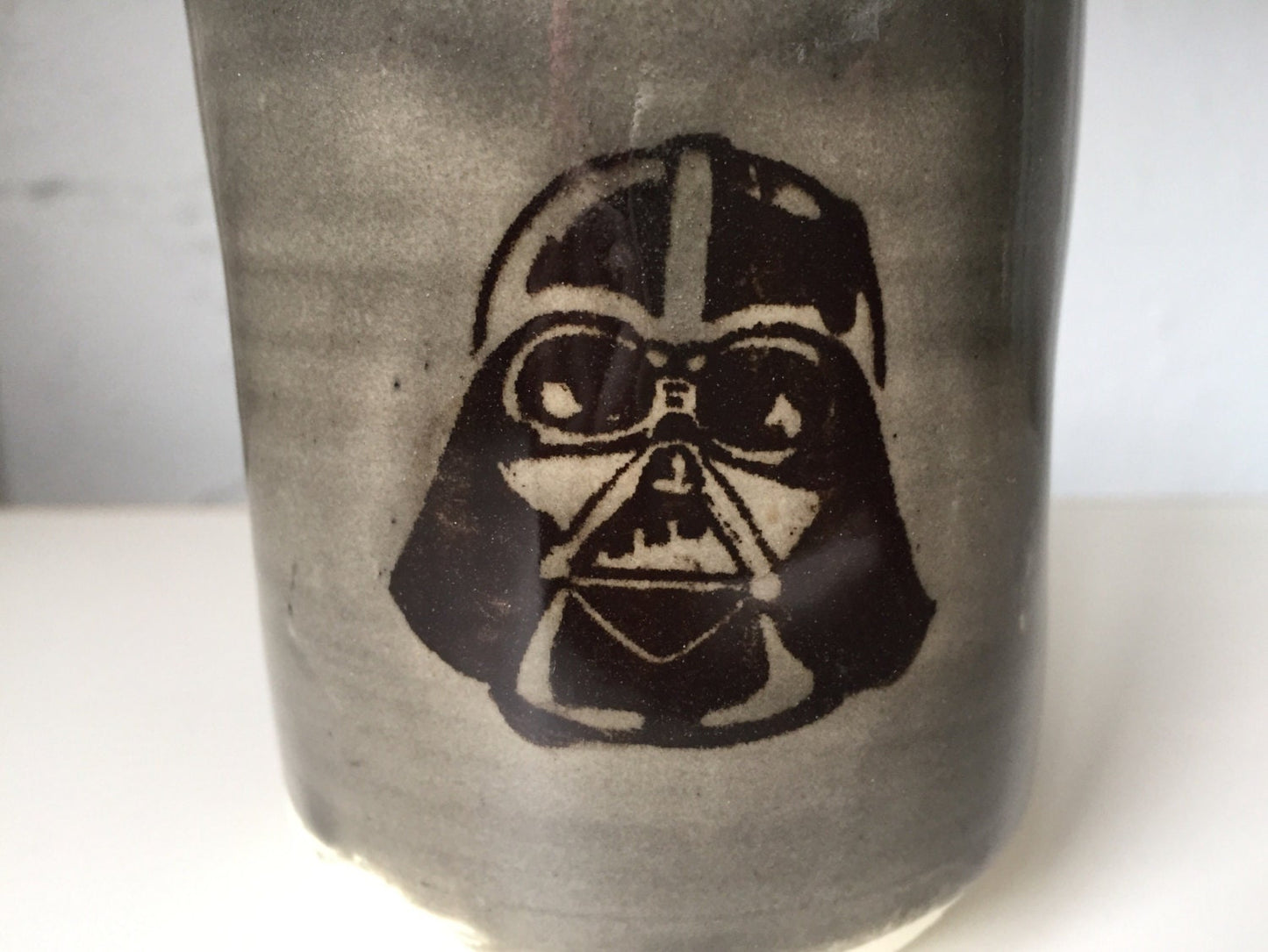 Handmade cup- ceramics - darth vader mug - starwars - gray and black