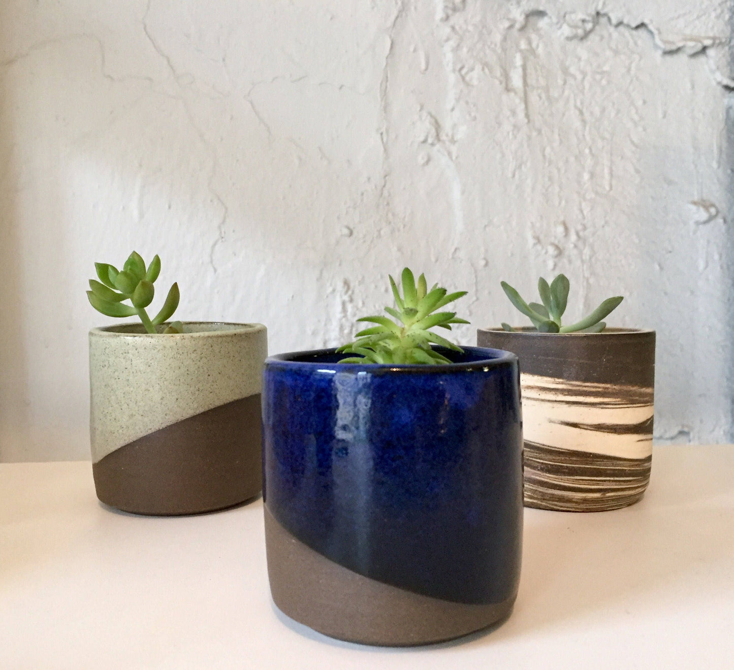 Ceramic mini planter- handmade succulent pot- blue - NEW ITEM!